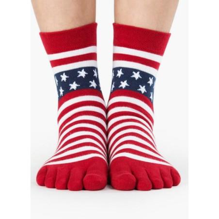 chaussettes à 5 doigts rouges rayures