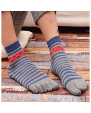 chaussettes à 5 doigts grises rayures