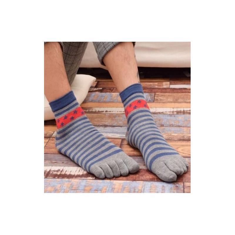 chaussettes à 5 doigts grises rayures