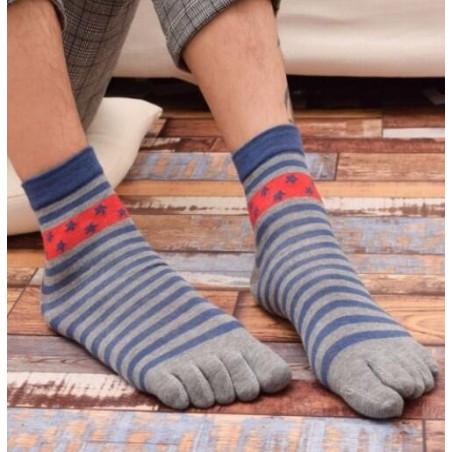 chaussettes à 5 doigts grises rayures