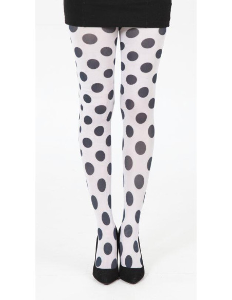 Collant Emilio Cavallini blanc pois noirs