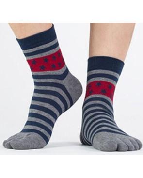 chaussettes à 5 doigts grises rayures