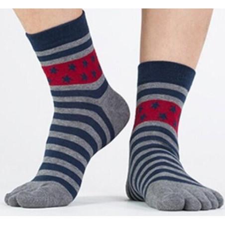 chaussettes à 5 doigts grises rayures