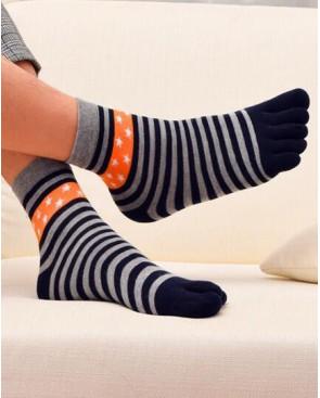  chaussettes à 5 doigts grises rayures