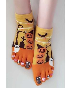 Chaussettes 5 doigts citrouilles et fantomes
