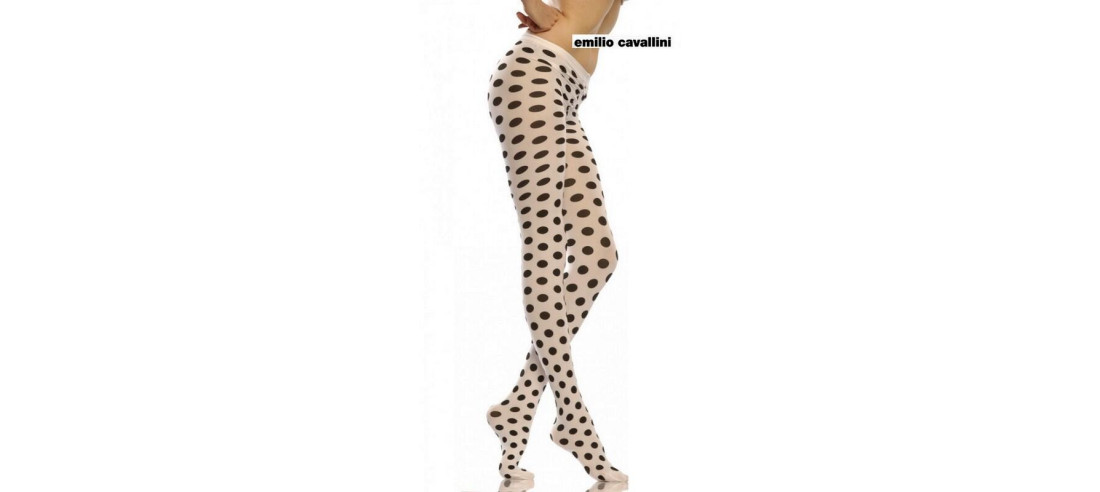 Collant Emilio Cavallini blanc pois noirs