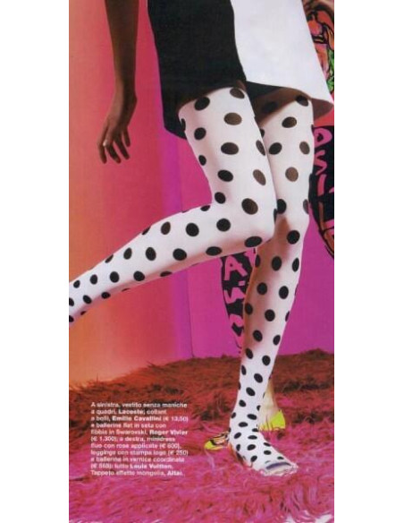 Collant Emilio Cavallini blanc pois noirs