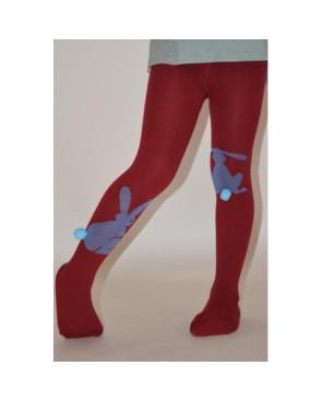 Collant Enfant coton petit lapin bordeaux
