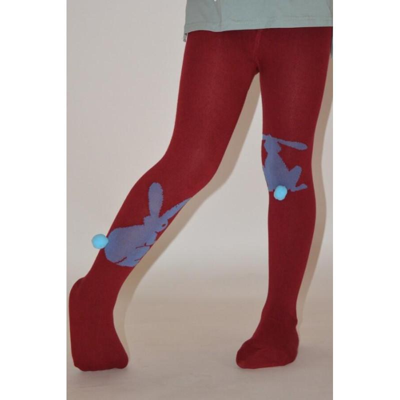 Collant Enfant coton petit lapin bordeaux