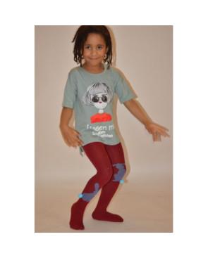 Collant Enfant coton petit lapin bordeaux