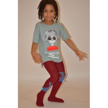 Collant Enfant coton petit lapin bordeaux