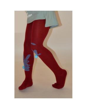  Collant Enfant coton petit lapin bordeaux avant