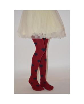Collant enfant de coeurs bordeaux