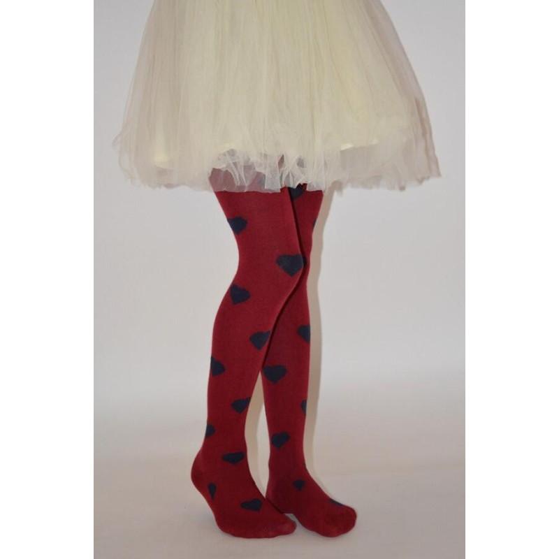 Collant enfant de coeurs bordeaux