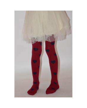Collant enfant de coeurs bordeaux