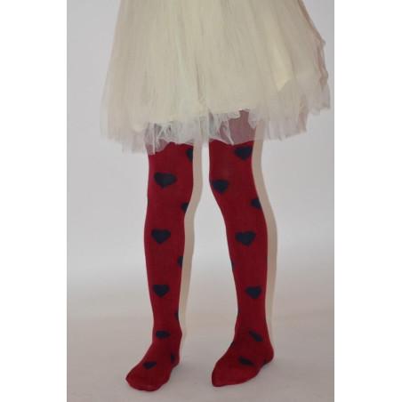 Collant enfant de coeurs bordeaux