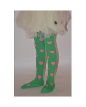 Collant enfant de coeurs vert