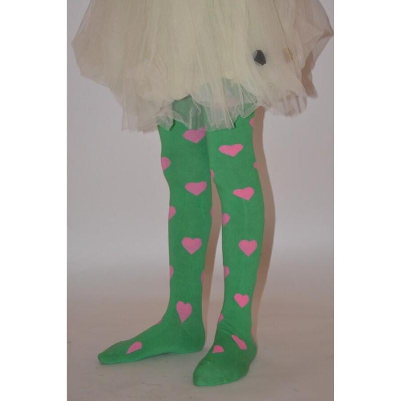 Collant enfant de coeurs vert