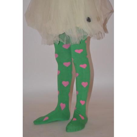 Collant enfant de coeurs vert