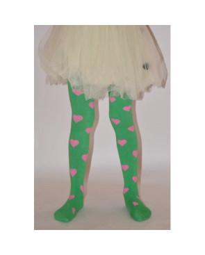 Collant enfant de coeurs vert