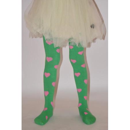 Collant enfant de coeurs vert