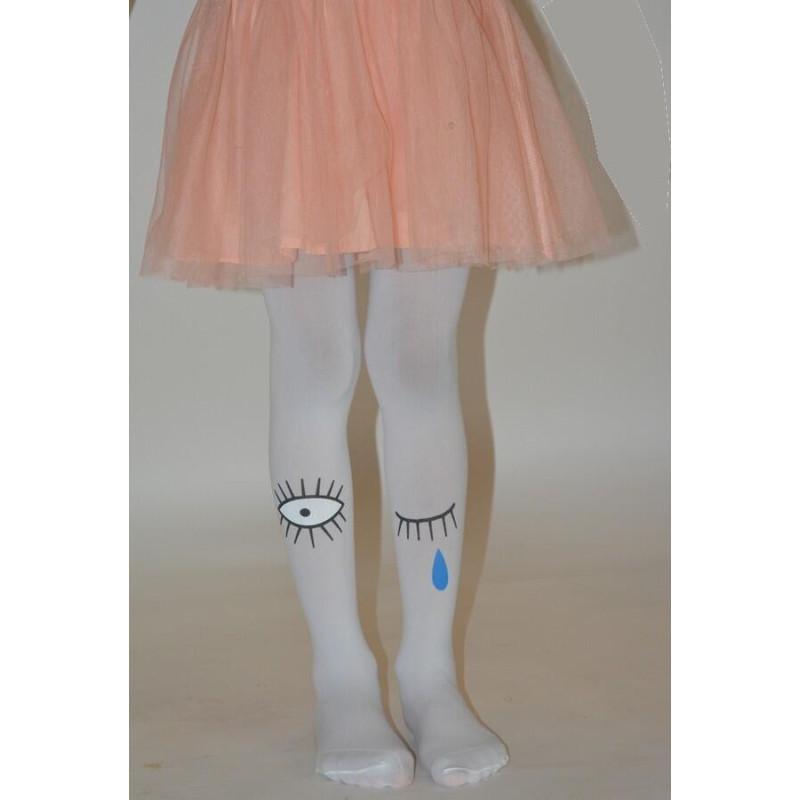 Collant enfant oeil qui rit  qui pleure blanc