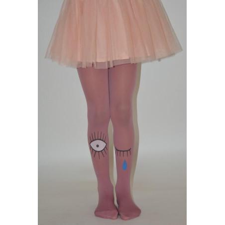Collant enfant oeil qui rit  qui pleure rose