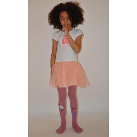 Collant enfant oeil qui rit  qui pleure rose