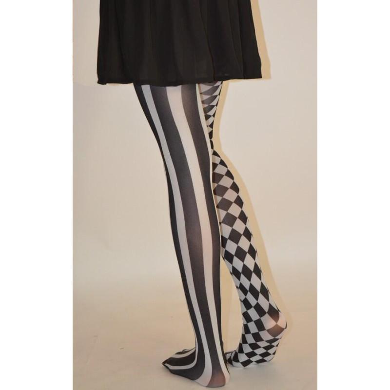Collant asymétrique Damier noir blanc