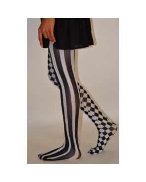 Collant asymétrique Damier noir blanc