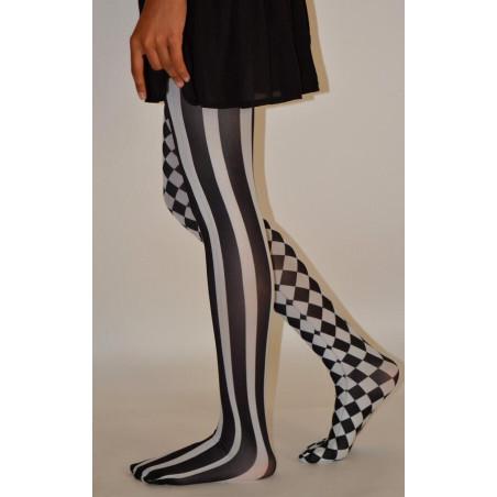 Collant asymétrique Damier noir blanc