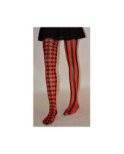 Collant asymétrique rayures et losanges noir rouge