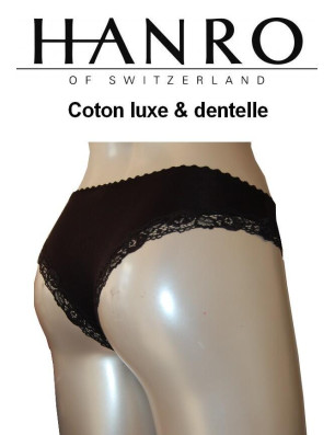 Hanro Tanga Coton et dentelle luxe derrière