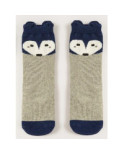Chaussettes chaussons renard enfants gris bleu