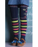 Collant enfant  rayures fleuries coton