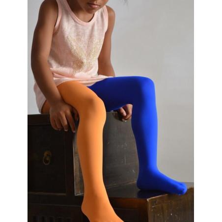 Collant enfant asymétrique orange bleu