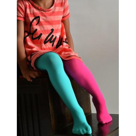 Collant enfant Asymétrique fushia vert d'eau