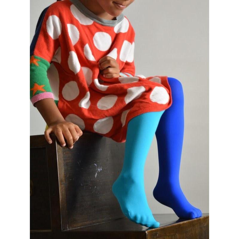 Collant enfant asymétrique Turquoise bleu