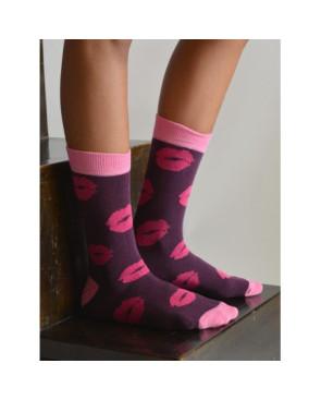 Chaussettes coton bisoux pourpre rose