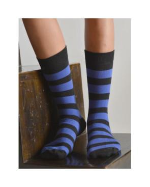Chaussettes rayures jeans coton