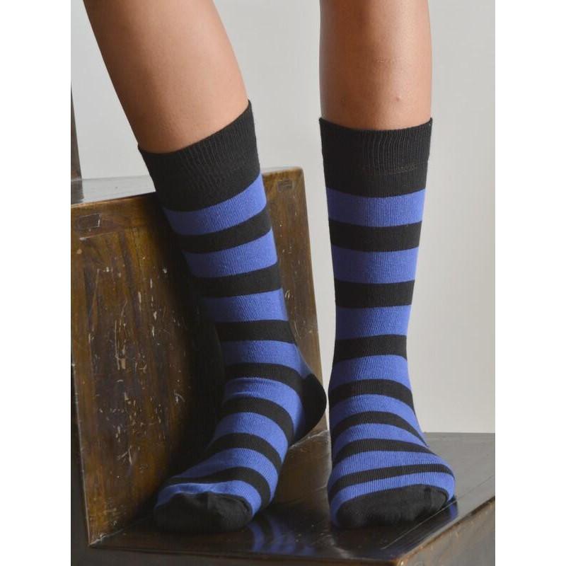 Chaussettes rayures jeans coton