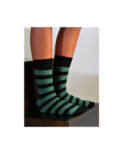 Chaussettes rayures vertes noires coton