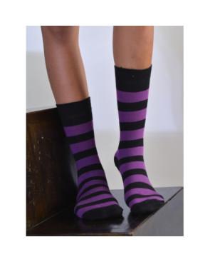 chaussettes rayures noires violettes