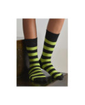 Chaussettes rayures flo vertes noires coton