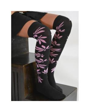 Jambière noires Fleurs roses
