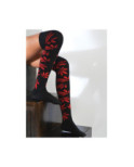 Jambières noires fleurs rouges