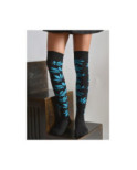 Jambières noires fleurs turquoise Macahel Coton