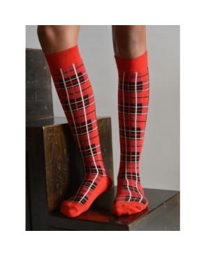  Mi bas carreaux rouge Ecossais coton avant