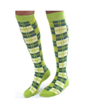  Mi bas Coton à carreaux style écossais Vert Flashy