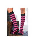 Mi bas Rayures noires fushia coton